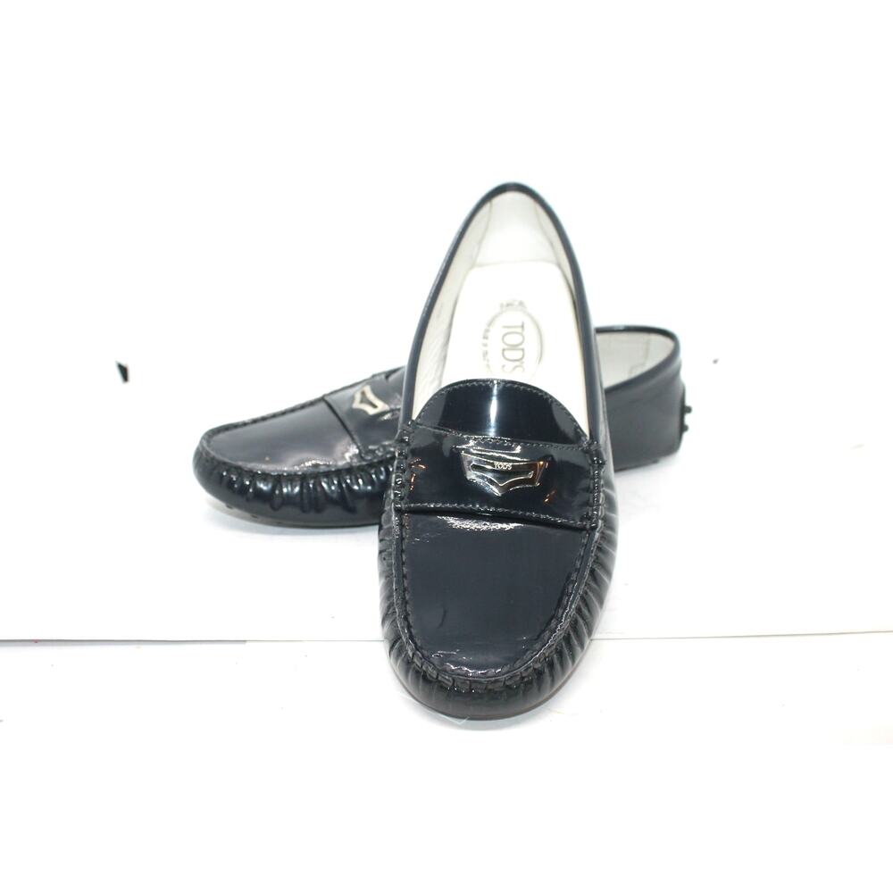 Tod's Gommino Women's Black Patent Leather Driving Loafers sz 38.5